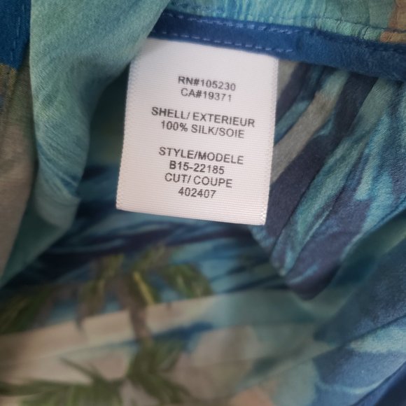 Joie 100% Silk Tropical Tank - Blue Tahitian Pattern - Sz M - Picture 10 of 11